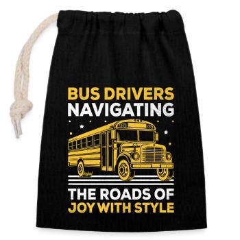 Bus Drivers Navigating The Roads Of Joy With Style - Closable cotton gift bag (14x20cm) - black - Front