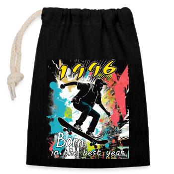 1996 SKAETER Né dans la meilleure année - Sac cadeau en coton avec cordon (14 x 20 cm) - noir - Devant