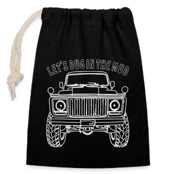 AUTO GELÄNDEWAGEN LETS´S DUG IN THE MUD - Verschließbarer Geschenkbeutel aus Baumwolle (14x20cm) - Schwarz - Vorne