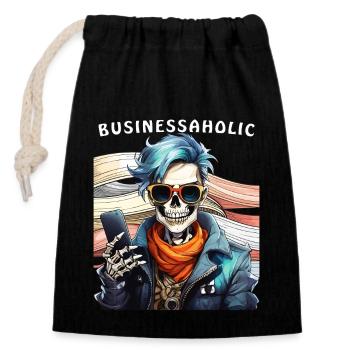 SKELETON MAN BUSINESSAHOLIC - Closable cotton gift bag (14x20cm) - black - Front