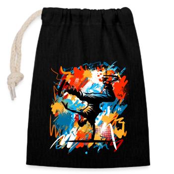 Breakdancing - Closable cotton gift bag (14x20cm) - black - Front