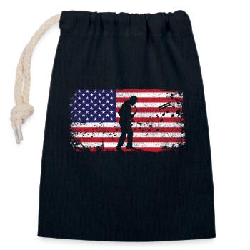 Saxophones American Flag - Closable cotton gift bag (14x20cm) - navy - Front