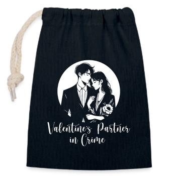 Le partenaire de crime de Valentine - Sac cadeau en coton avec cordon (14 x 20 cm) - bleu marine - Devant