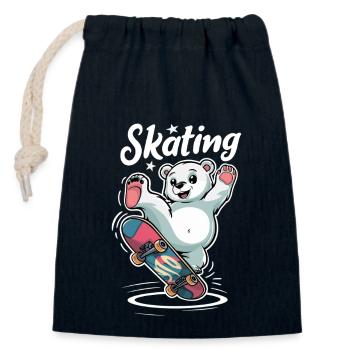 Süßer Bär auf Skateboard Skating - Verschließbarer Geschenkbeutel aus Baumwolle (14x20cm) - Navy - Vorne