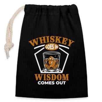 Whiskey Geht Rein Weisheit Kommt Raus - Verschließbarer Geschenkbeutel aus Baumwolle (14x20cm) - Schwarz - Vorne