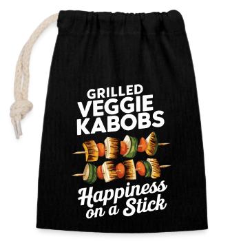 Gegrillte Veggie-Spieße Glück am Spieß - Verschließbarer Geschenkbeutel aus Baumwolle (14x20cm) - Schwarz - Vorne