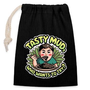 TASTY MUD - Closable cotton gift bag (14x20cm) - black - Front