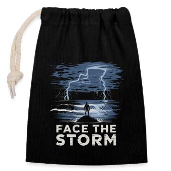 Face The Storm Power Strength Thunder Design - Verschließbarer Geschenkbeutel aus Baumwolle (14x20cm) - Schwarz - Vorne