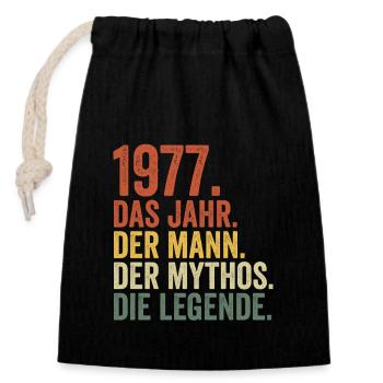 1977 Jahr Mann Mythos Legende Geburtstag - Verschließbarer Geschenkbeutel aus Baumwolle (14x20cm) - Schwarz - Vorne