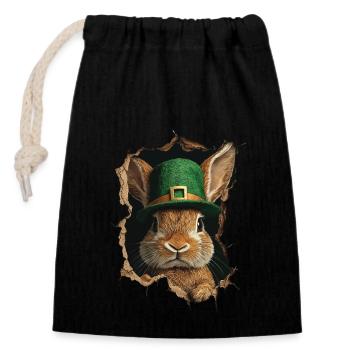 St. Patrick Kaninchen - Verschließbarer Geschenkbeutel aus Baumwolle (14x20cm) - Schwarz - Vorne