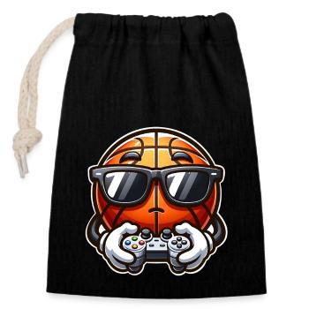 Basketball Gamer - Verschließbarer Geschenkbeutel aus Baumwolle (14x20cm) - Schwarz - Vorne