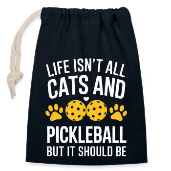 Pickleball Saying Cat Funny Pickleball Gift - Closable cotton gift bag (14x20cm) - navy - Front