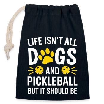 Pickleball Saying Dog Funny Pickleball Gift - Closable cotton gift bag (14x20cm) - navy - Front