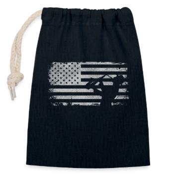 Saxophones American Flag - Closable cotton gift bag (14x20cm) - navy - Front