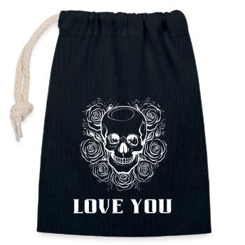 Love You - Closable cotton gift bag (14x20cm) - navy - Front