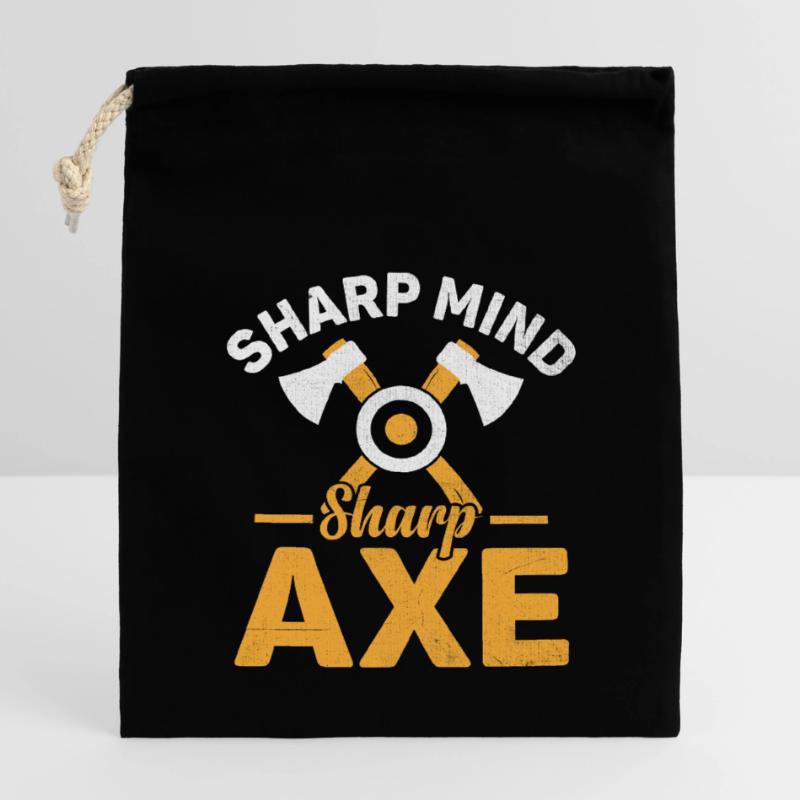 Sharp Mind Sharp Axe Throwing Hatchet Thrower Sac cadeau en coton avec cordon (14 x 20 cm)