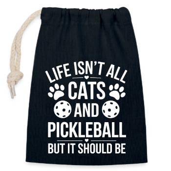 Pickleball Saying Cat Funny Pickleball Gift - Closable cotton gift bag (14x20cm) - navy - Front