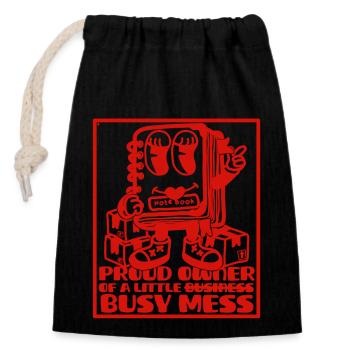 Busy Mess - Motivation und unternehmerische Denkweise - Verschließbarer Geschenkbeutel aus Baumwolle (14x20cm) - Schwarz - Vorne