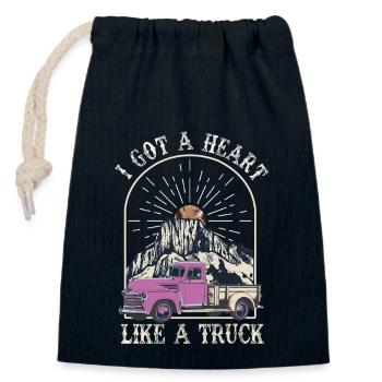 Ich habe ein Herz wie ein Truck - Verschließbarer Geschenkbeutel aus Baumwolle (14x20cm) - Navy - Vorne