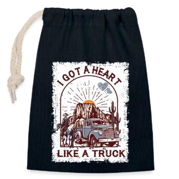 Ich habe ein Herz wie ein Truck - Verschließbarer Geschenkbeutel aus Baumwolle (14x20cm) - Navy - Vorne
