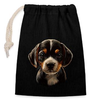 Beagle - Verschließbarer Geschenkbeutel aus Baumwolle (14x20cm) - Schwarz - Vorne
