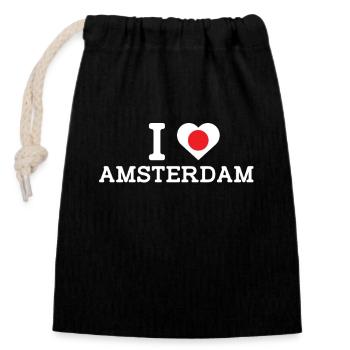 J’aime Amsterdam Cool Japon Mauvais drapeau Lover Jeu de mots - Sac cadeau en coton avec cordon (14 x 20 cm) - noir - Devant