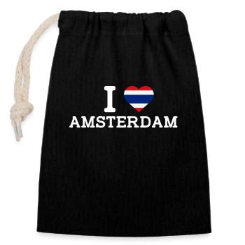 J’aime Amsterdam Thaïlande Lover Cool Heart Flag - Sac cadeau en coton avec cordon (14 x 20 cm) - noir - Devant