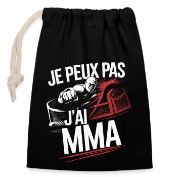 Je peux pas j'ai MMA - Sac cadeau en coton avec cordon (14 x 20 cm) - noir - Devant