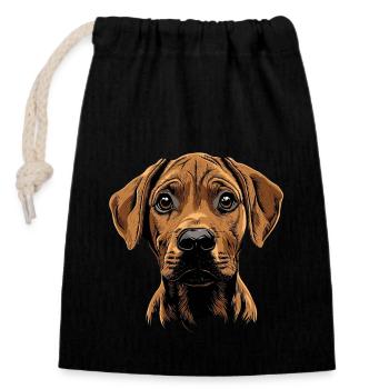 Rhodesian Ridgeback - Verschließbarer Geschenkbeutel aus Baumwolle (14x20cm) - Schwarz - Vorne
