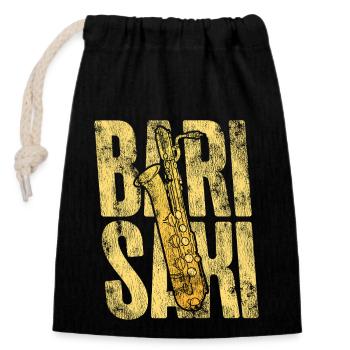 Saxophones Pun Bari Saxi - Sac cadeau en coton avec cordon (14 x 20 cm) - noir - Devant