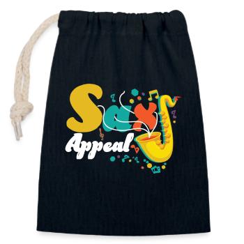Saxophones Pun Sax Appeal - Sac cadeau en coton avec cordon (14 x 20 cm) - bleu marine - Devant