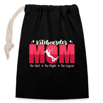 Kiteboarder Mom The Idol The Kitesurf Enthusiast - Verschließbarer Geschenkbeutel aus Baumwolle (14x20cm) - Schwarz - Vorne