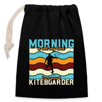 Kiteboarding Morning Is Not My Time I'm Windsurfer - Verschließbarer Geschenkbeutel aus Baumwolle (14x20cm) - Schwarz - Vorne
