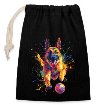 Belgischer Malinois - Verschließbarer Geschenkbeutel aus Baumwolle (14x20cm) - Schwarz - Vorne