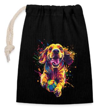 Cocker Spaniel - Verschließbarer Geschenkbeutel aus Baumwolle (14x20cm) - Schwarz - Vorne