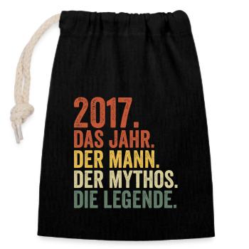 2017 Jahr Mann Mythos Legende Geburtstag - Verschließbarer Geschenkbeutel aus Baumwolle (14x20cm) - Schwarz - Vorne