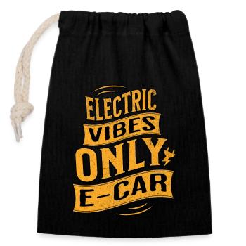 Electric car E-car Electromobility - Closable cotton gift bag (14x20cm) - black - Front