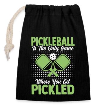 Pickleball : le seul jeu Get Pickled Paddleball - Sac cadeau en coton avec cordon (14 x 20 cm) - noir - Devant