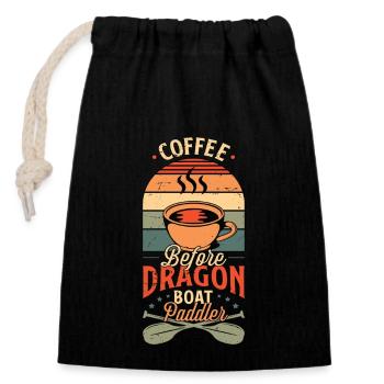 Dragon Boating Coffee Before Paddling Coffee Lover - Closable cotton gift bag (14x20cm) - black - Front