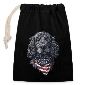 Cocker Spaniel - Verschließbarer Geschenkbeutel aus Baumwolle (14x20cm) - Schwarz - Vorne