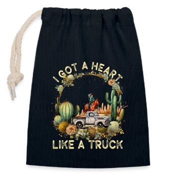 I Got A Heart Like A Truck - Closable cotton gift bag (14x20cm) - navy - Front