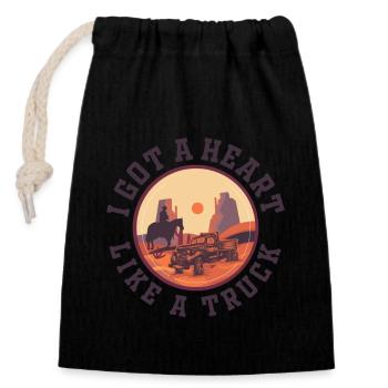 I Got A Heart Like A Truck - Closable cotton gift bag (14x20cm) - black - Front
