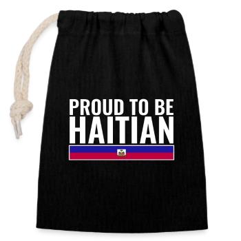Fier d’être haïtien Haïti Drapeau haïtien - Sac cadeau en coton avec cordon (14 x 20 cm) - noir - Devant