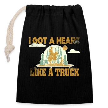 Ich habe ein Herz wie ein Truck - Verschließbarer Geschenkbeutel aus Baumwolle (14x20cm) - Schwarz - Vorne