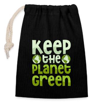 Garder la planète verte Journée de la Terre Planète - Sac cadeau en coton avec cordon (14 x 20 cm) - noir - Devant