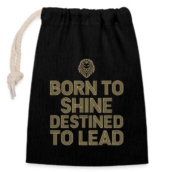 Leo Zodiac Born To radiate Destined To Lead - Closable cotton gift bag (14x20cm) - black - Front
