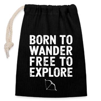 Sagittarius Zodiac Sign: Born to Wander, Free - Closable cotton gift bag (14x20cm) - black - Front