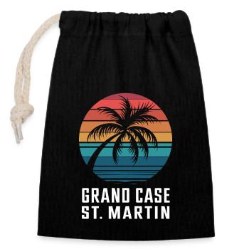 St. Martin Grand Case - Verschließbarer Geschenkbeutel aus Baumwolle (14x20cm) - Schwarz - Vorne