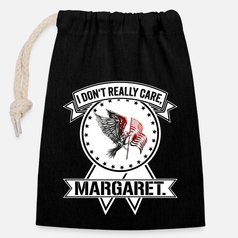 I don't really care Margaret Eagle Gift - Closable cotton gift bag (14x20cm) - black
