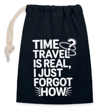 Time travel enthusiast who is interested in - Closable cotton gift bag (14x20cm) - navy - Front